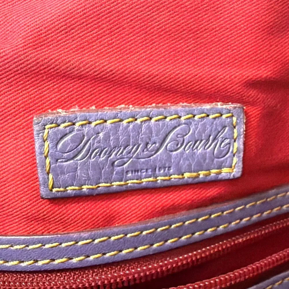 Dooney & Bourke Florentine Purple Domed Buckle Satchel Leather Bag RARE